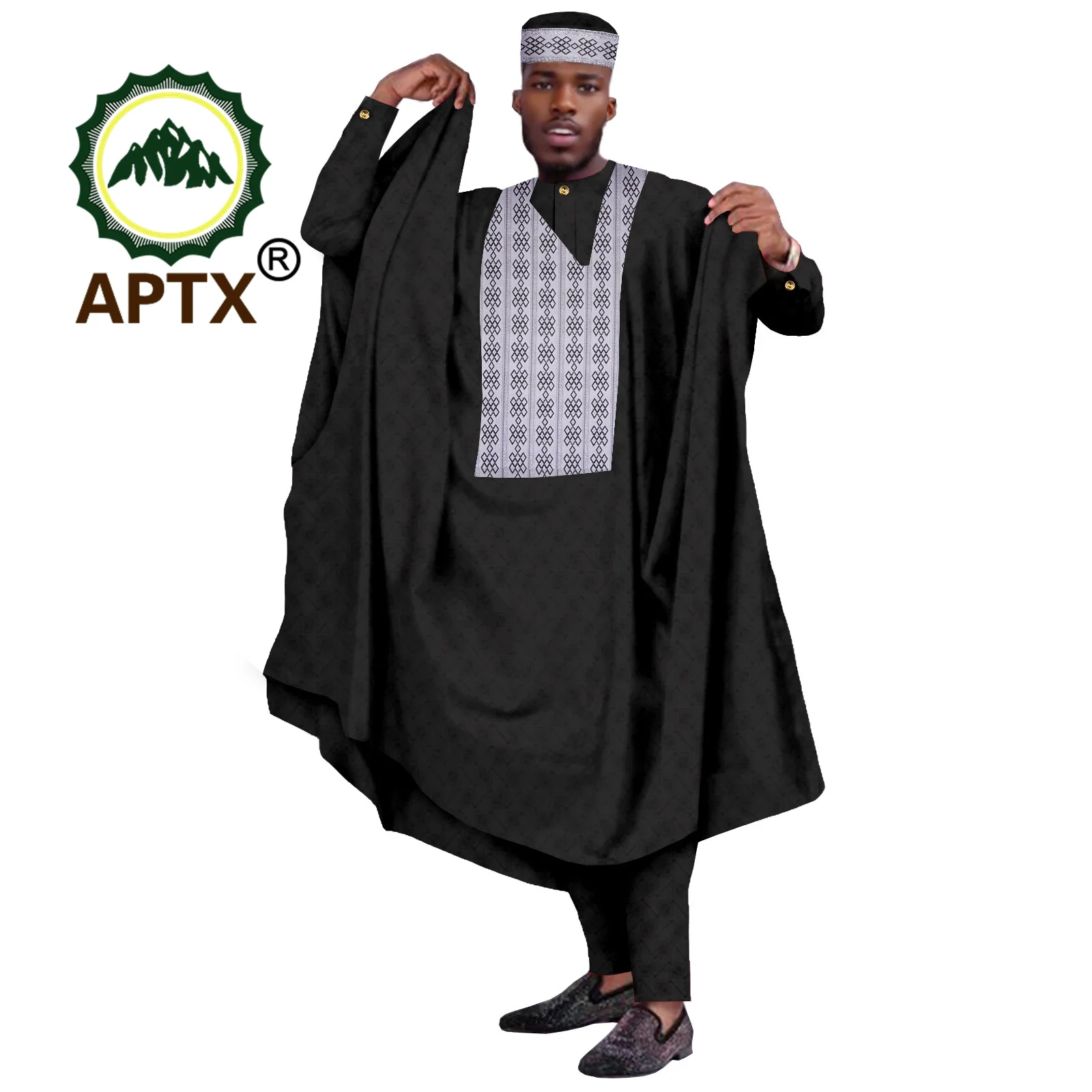 Dashiki African Men Embroidered Robe Agabda Shirt Trousers Hat 4 Piece Men's Muslim Garments Party Wedding Evening 2416075