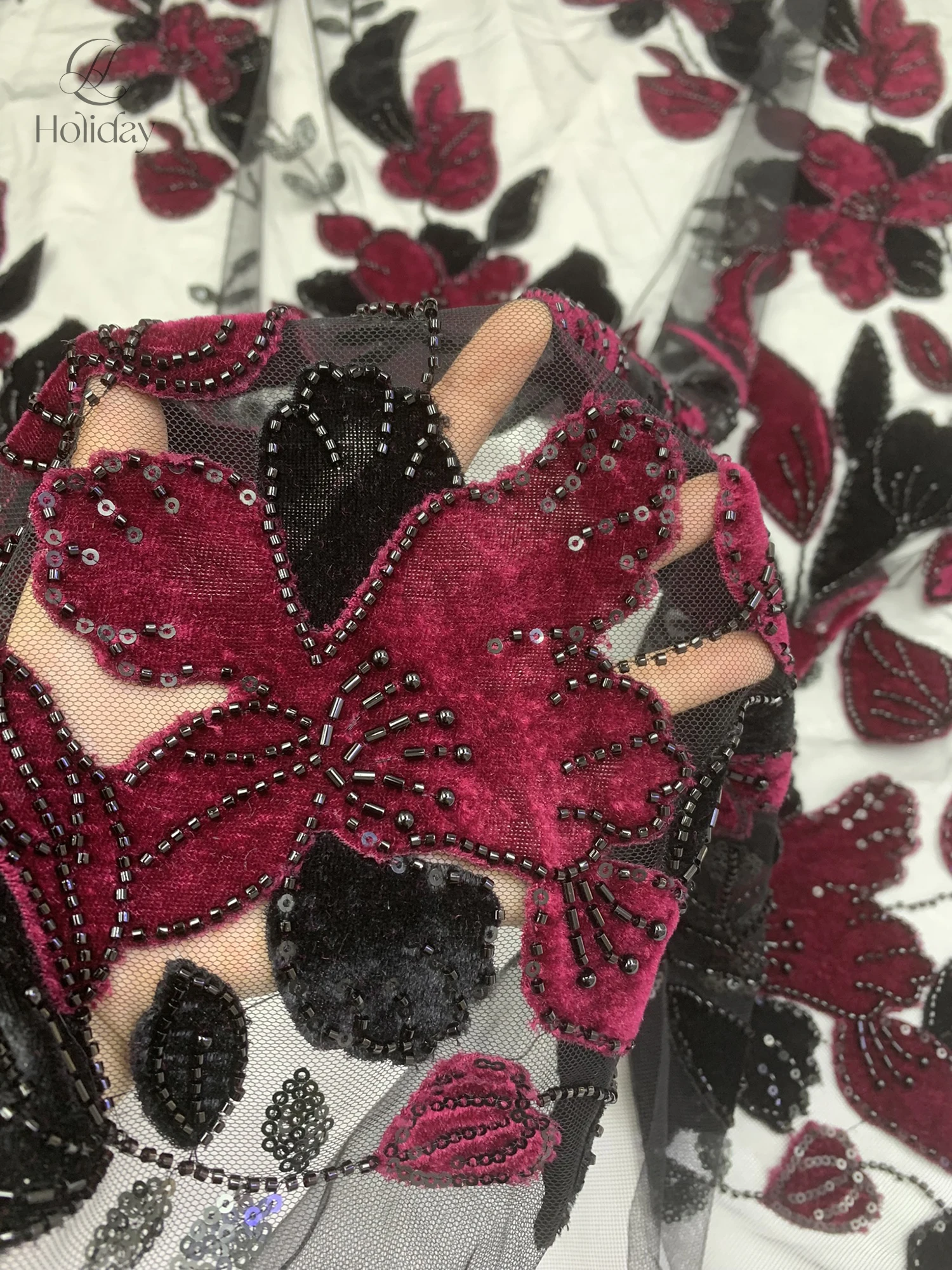 ​2025 New Velvet DIY Fabric French Mesh Lace fabrics for sewing Beaded Sequins Lace Fabrics Dubai fabric evening dresses Fabric
