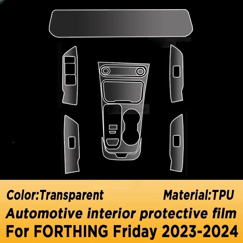 For FORTHING FRIDAY 2023 2024 Gearbox Panel Navigation Screen Automotive Interior TPU Protective Film Cover Anti-Scratch Sticker