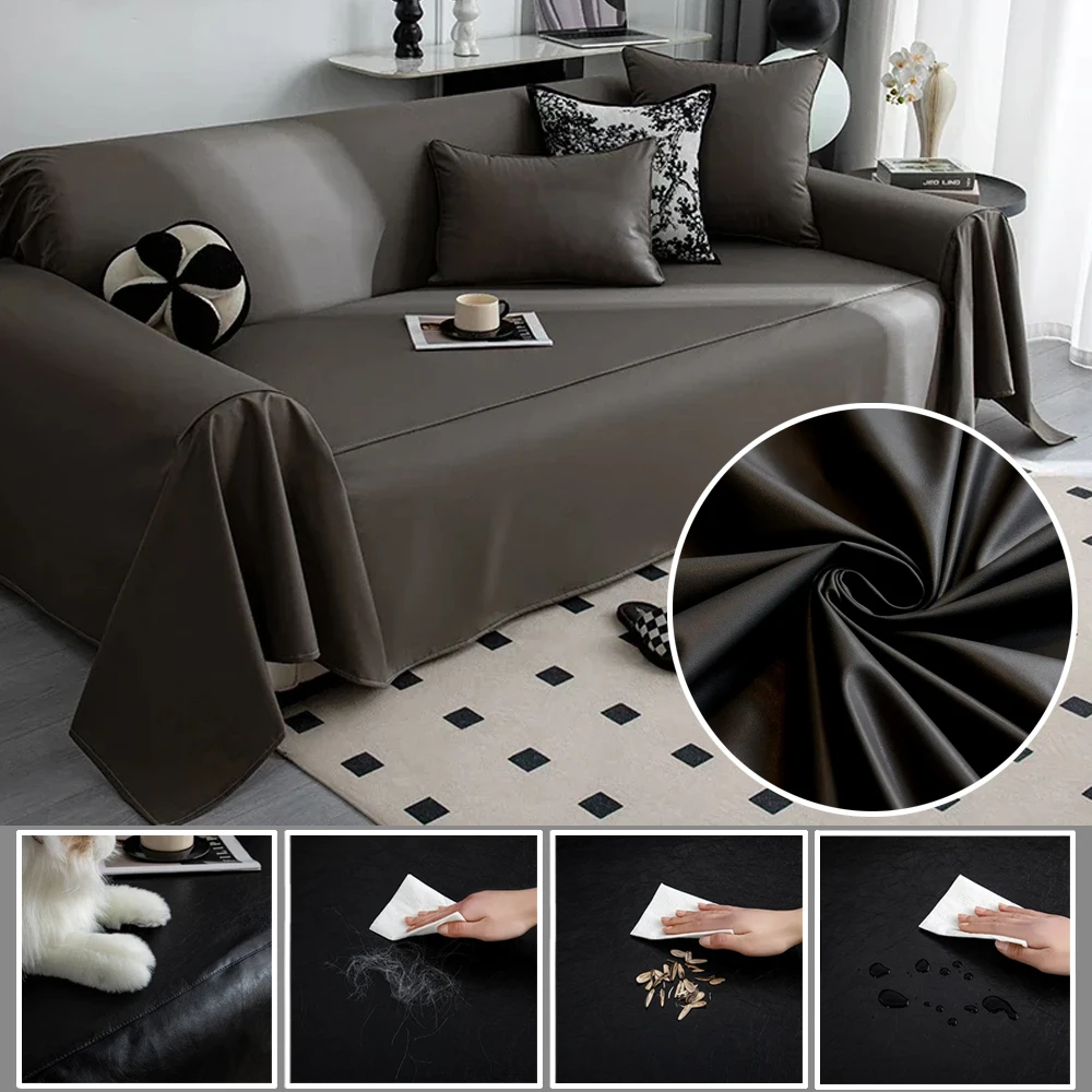

1/2/3/4 Seater Waterproof Sofa Cover Artificial Leather Chaise Longue Slipcovers Armchair Protector Couch Cover for Living Room