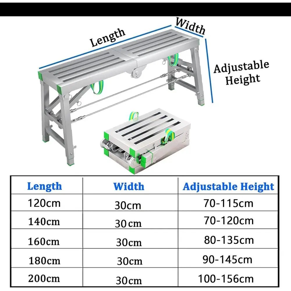 Portable Folding Scaffold Tower with Workbench, 1120 lbs Capacity, for Cleaning and Repair, 140x30 cm
