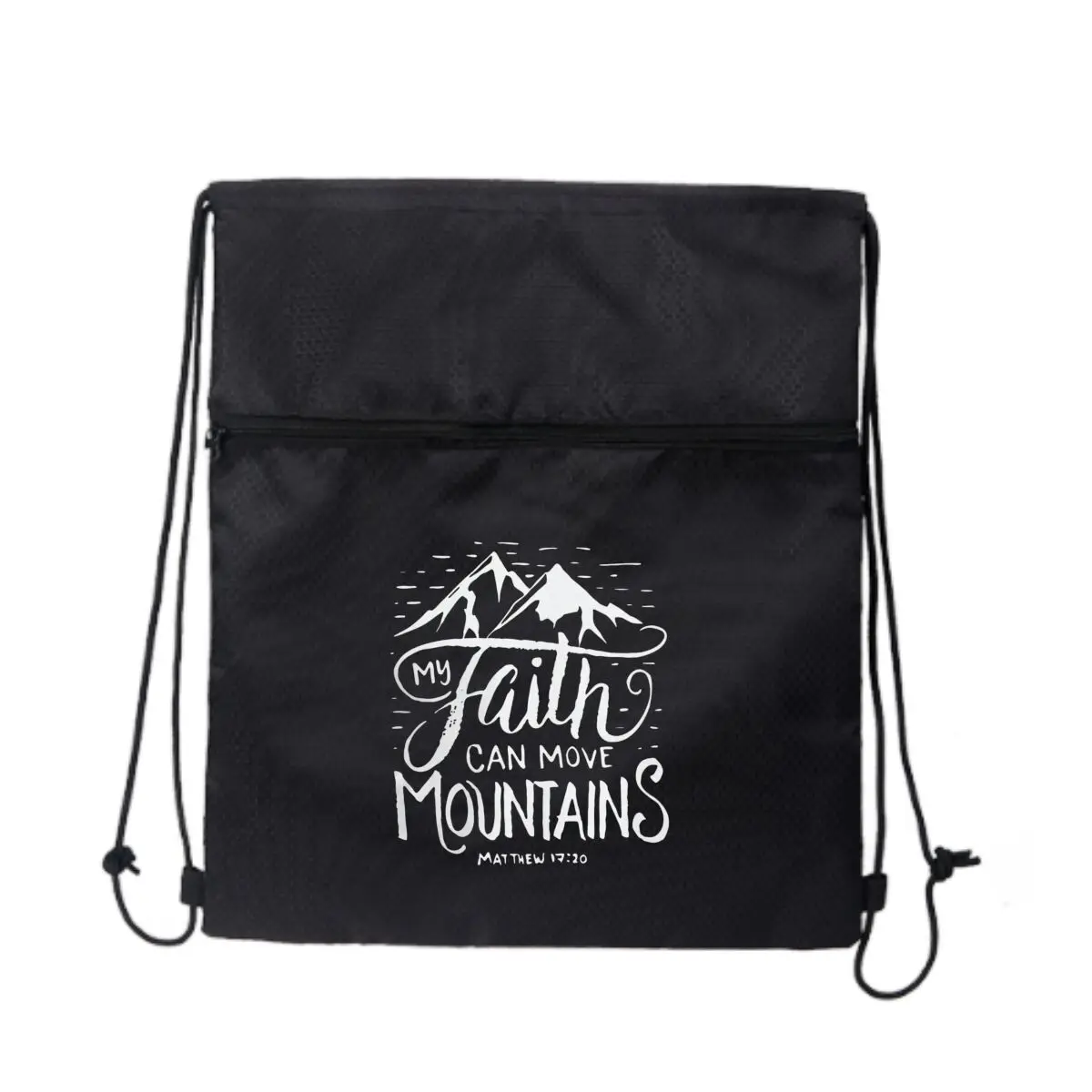 

Моя вера может перемещать дизайн горы, уличная универсальная сумка на молнии на шнурке, для отдыха, пешего туризма, кемпинга, путешествий, портативного хранения