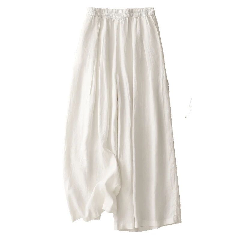 Pantalones de pierna ancha adelgazantes, pantalones largos informales sueltos y finos para mujer, pantalones de corte recto de fibra de bambú para ocio de verano