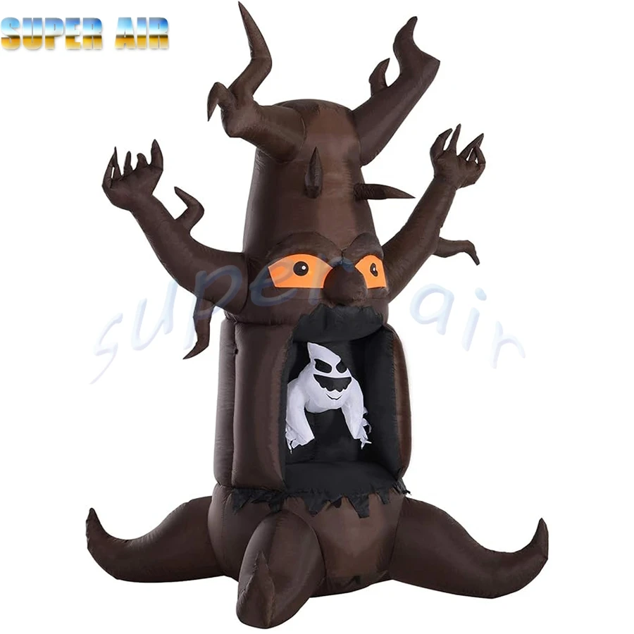 Excellent design oxford cloth fearful inflatble withered tree with lighting for Halloween decoration