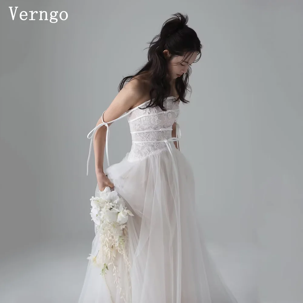 

Verngo Luxury Lace Wedding Dress Sweetheart Mermaid Prom Bride Dress Lace Up Modern Sweep Train Bridal Gowns Customized