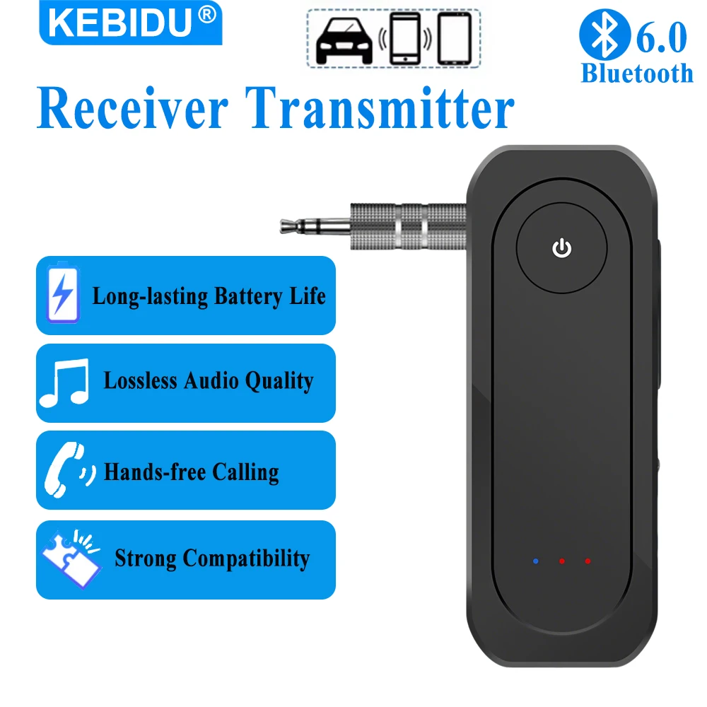 KEBIDU Bluetooth 6.0 Audio Adapter Transmitter Receiver 2 in
