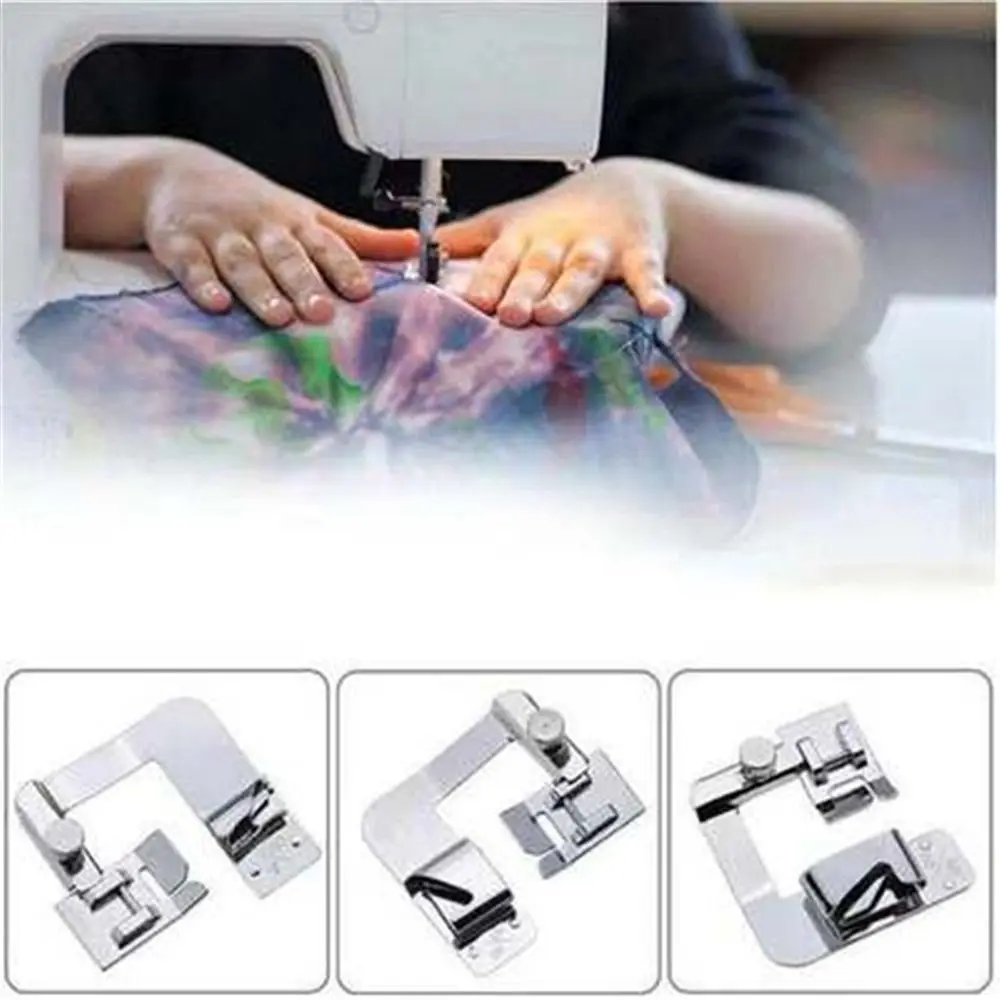 New Metal Sewing Machine Foot Cloth Leather Splice Durable Rolled Hem Feet Multi-function Presser Foot Home