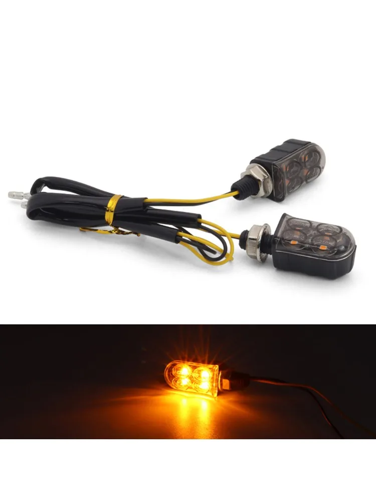 AliExpress NONE 2pcs Universal Motorcycle LED Turn Signals Lights 4LED Mini Blinker Indicator Lamp 10mm For Touring Dirt Bike Old School