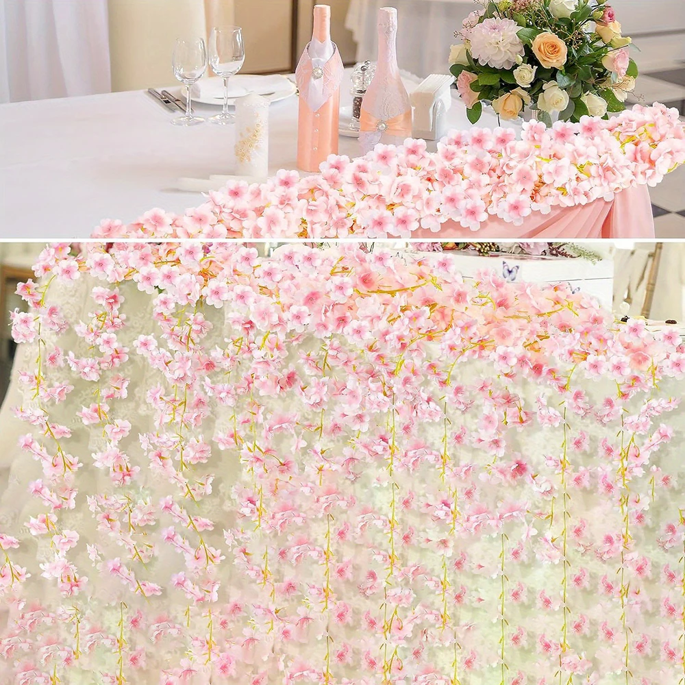 180cm Künstliche Sakura-Blumengirlande, Kirschblüten-Deko für Hochzeit, Garten, Bogen, Hintergrund, Heim und Partydekoration – Detail 15