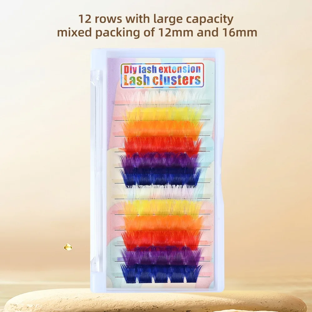 Colorful 3D Mink Effect Segmented False Eyelashes 12-16mm Mixed Length DIY Grafting Eyelashes D Curl Soft Fluffy