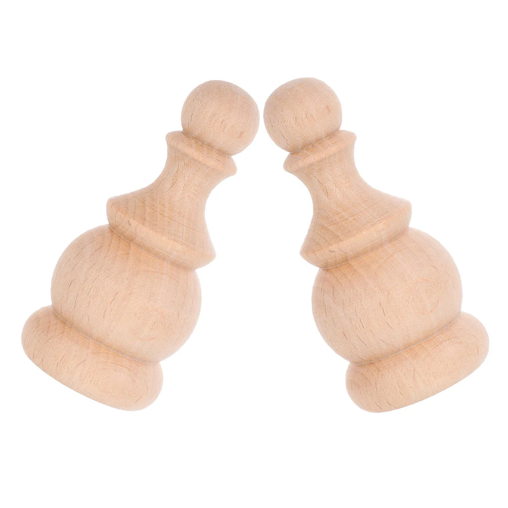 

2pcs Solid Wood Finials Unfinished Carved Dowel Rod For Staircases Bed Posts Curtain Rods Flagpole Topper Home Decor Storage