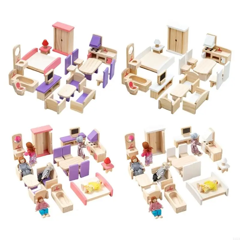 

Dollhouses Furniture Set Realistic Home Display Accessories for Kids Room Decors E65D