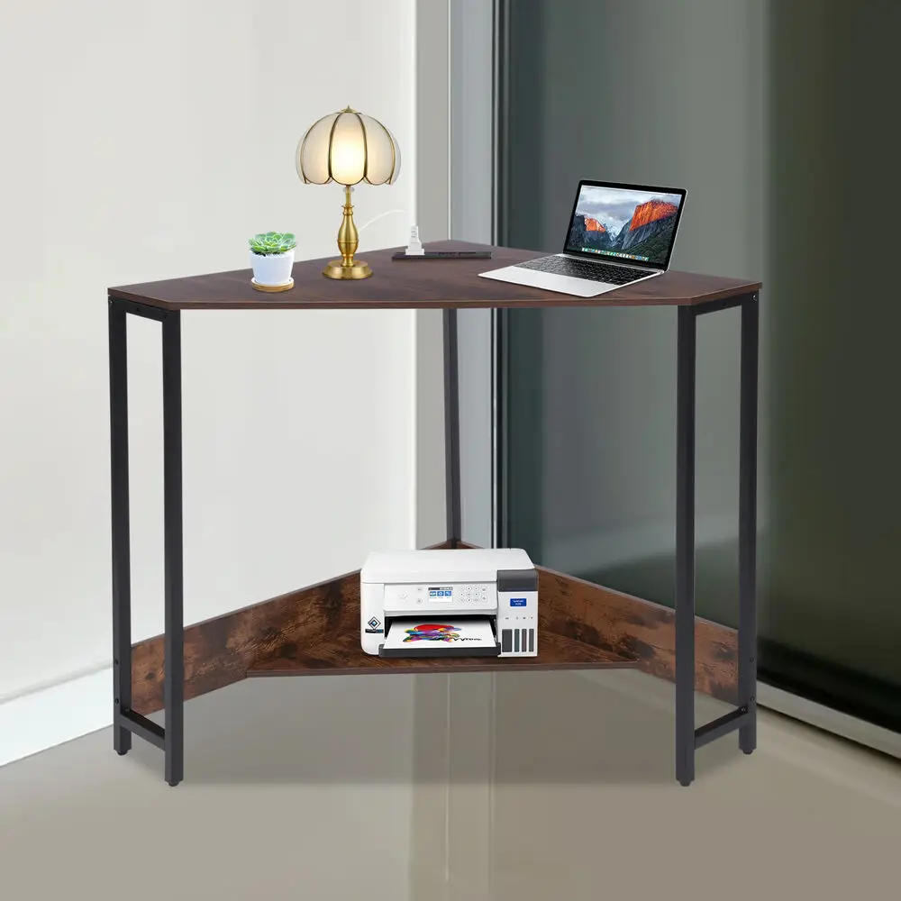 Corner Desk Small Computer Desk with Outlets Home Office Desk Desktop Work Place