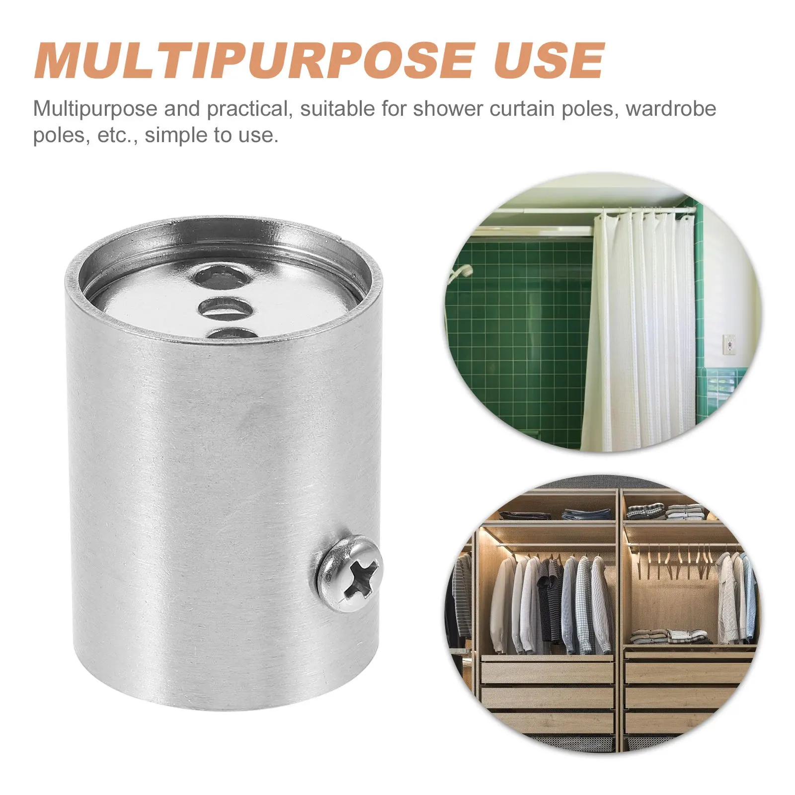 

4Pcs Stainless Steel Closet Pole Bracket Strong Shower Curtain Rod Holder Wardrobe Rod Support Closet Pole Socket