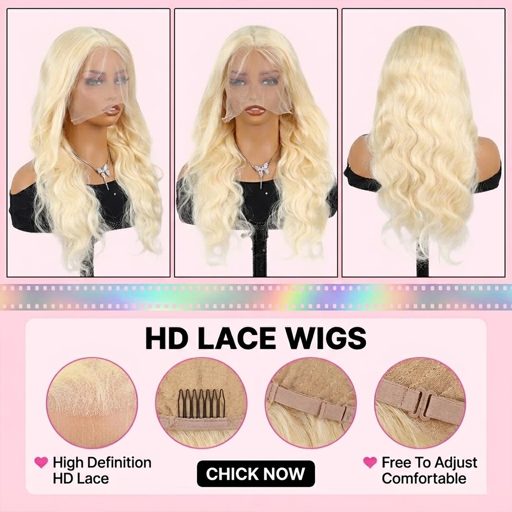 30 40 Inch 613 Honey Blonde Human Hair Lace Wig 200 Density Body Wave HD Transparent Lace Front 100% Human Hair Wigs Colored 13x6 Wet And Wavy Lace Frontal Wigs image 5