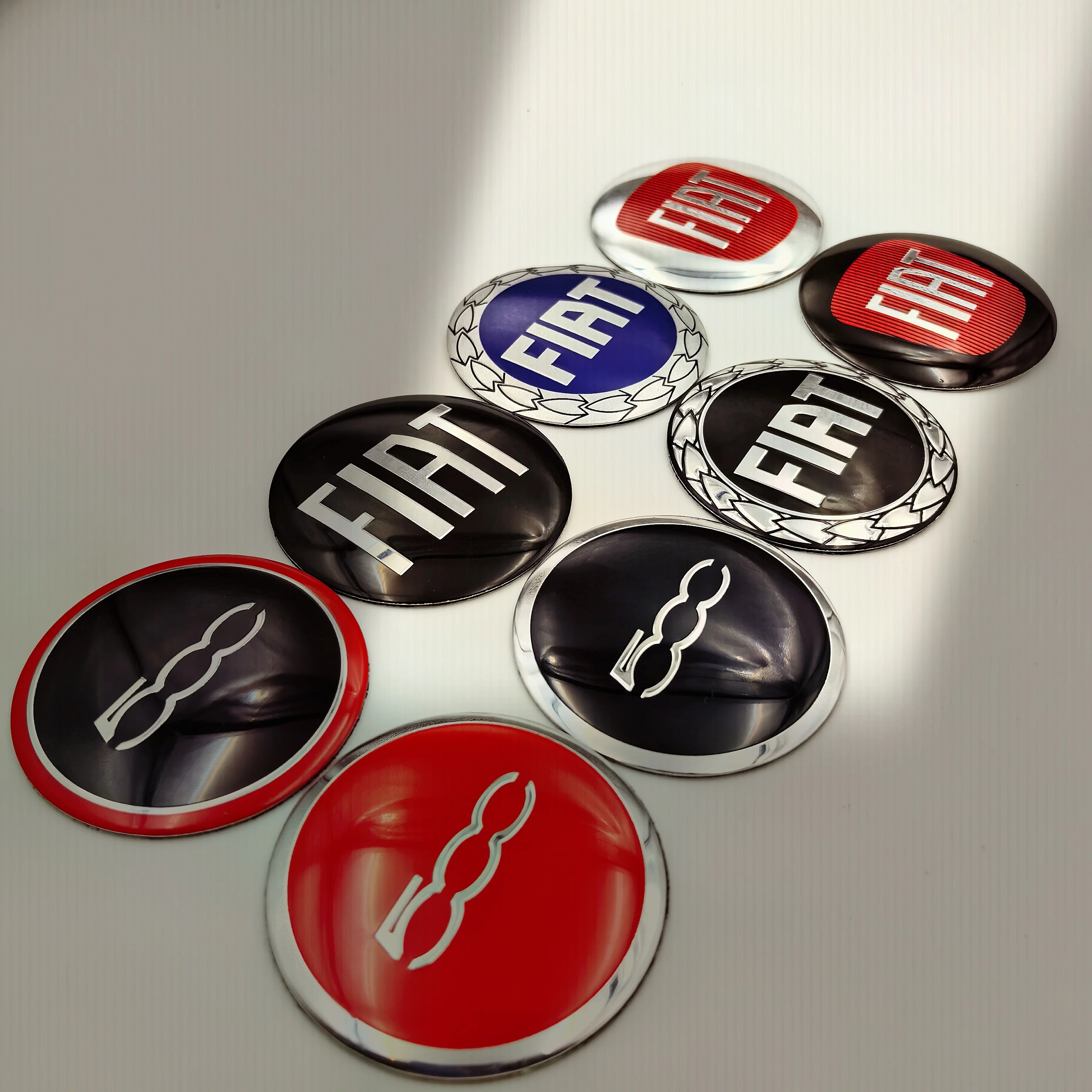 10PS 50mm 56mm 3D Fiat Logo Car Emblem Wheel Center Hub Cap Dust-Proof Rim Refit Badge Cover Sticker Styling Accessories for 500
