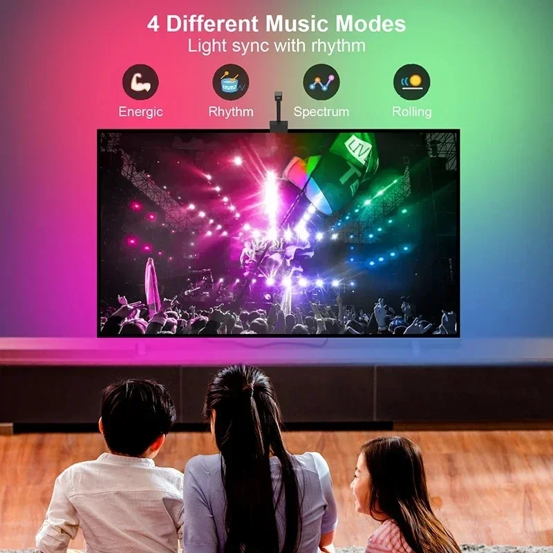 Imagem -03 - Rgbic-led Light Strip para Sincronização de Tela tv Wifi App Music tv Background Jogo Quarto