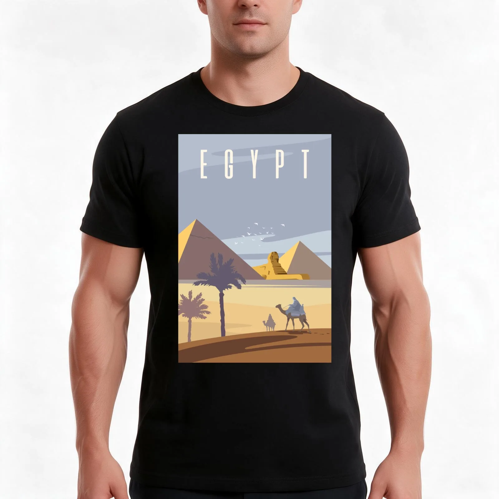Ancient Egyptian Pyramids T-Shirt Summer Casual Cotton Tee Oversized Streetwear Tops Vintage Graphic Print Unisex Men Women