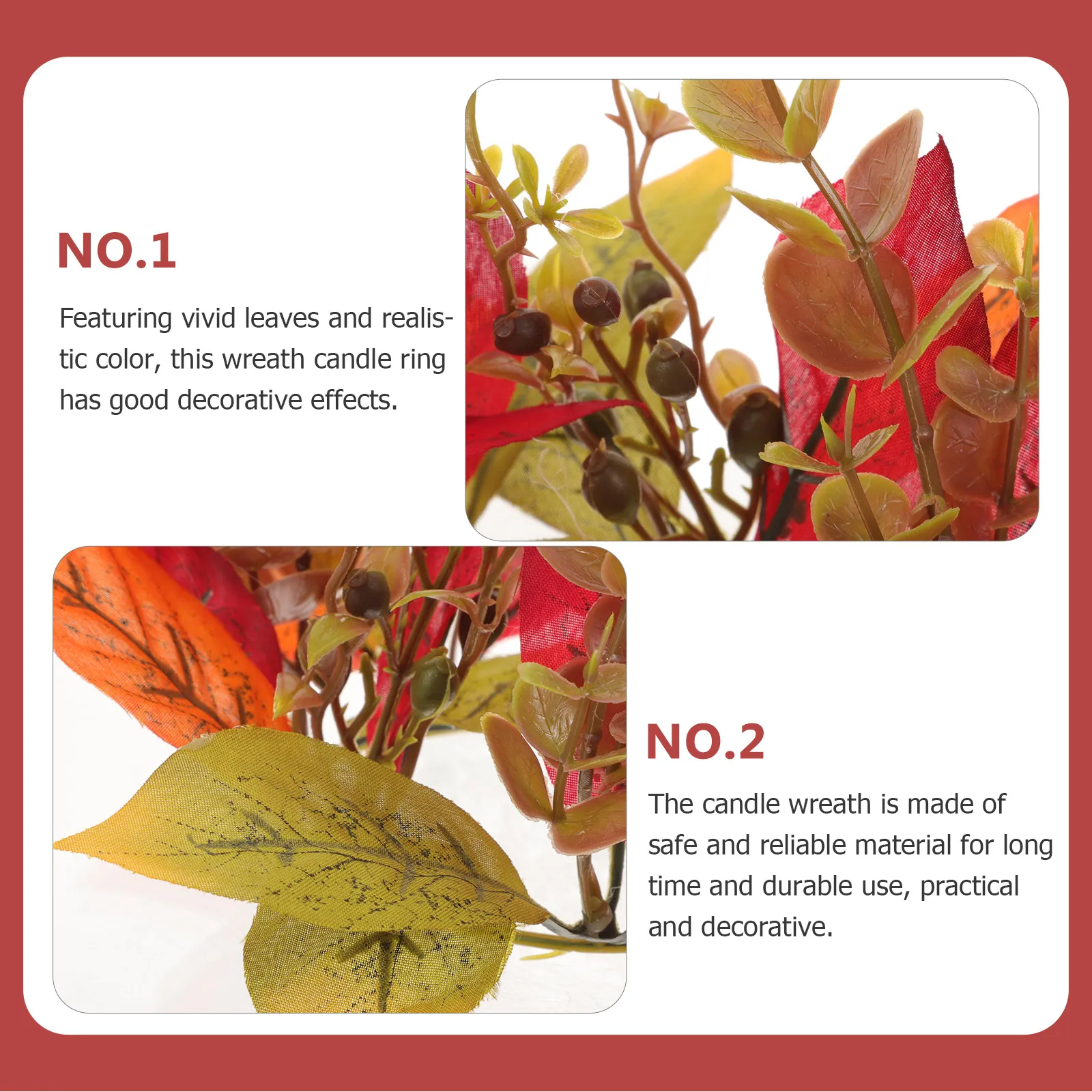 

Fall Ring Thanksgiving Decorative Wreath Artificial Leaf Rustic Pillar Ring Wedding Table Centerpiece Lightweight Desktop