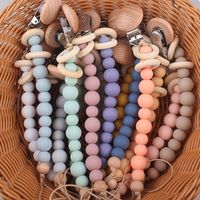 Holder Leash Silicone Food Grade Anti-drop Multi-color Beech Wood Baby Pacifier Chain Molar Chain Pacifier Clips Chains Lanyard