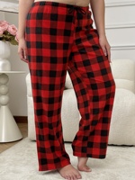 Women's Plus Size Comfy Fleece Plaid Pajama Pants for Sleep Sizes 1XL-5XL Soft Warm Sleepwear Comfortable Winter Home Pants