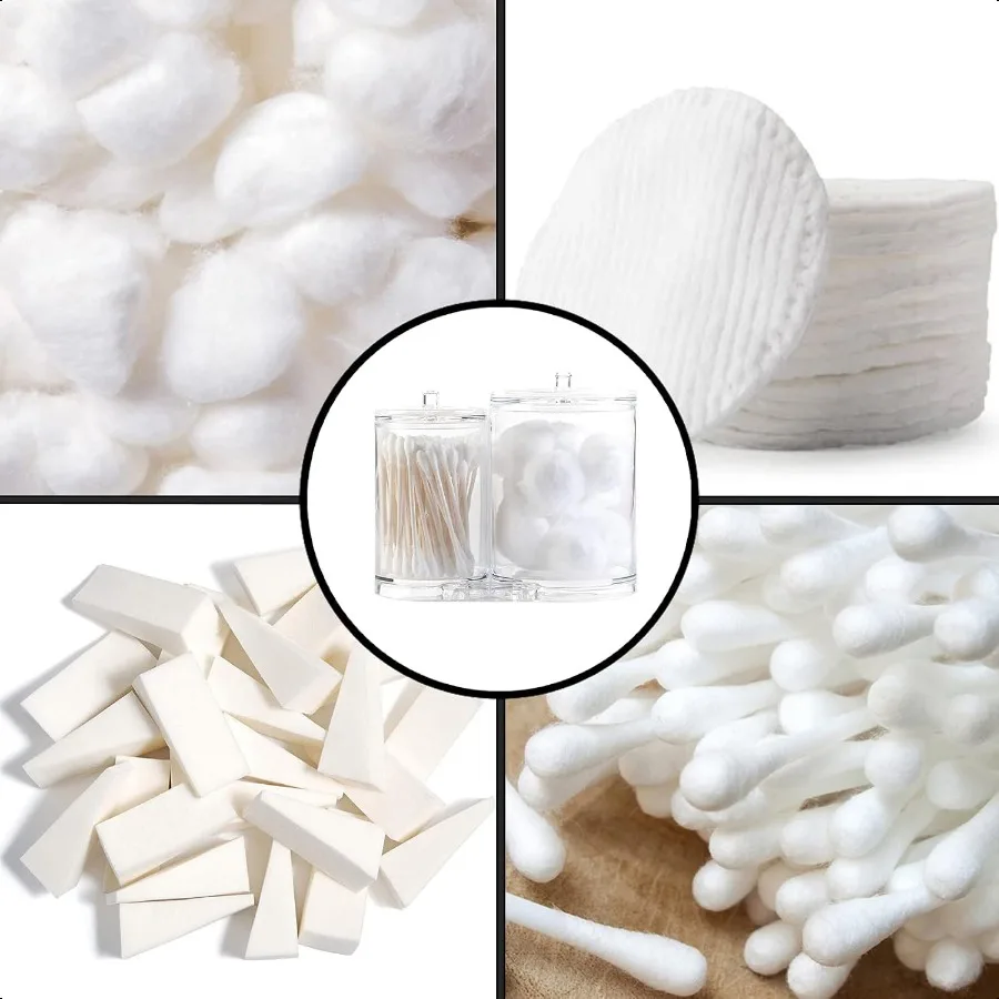 Acryl-Kosmetik-Organizer für QTip- und Wattebauschhalter mit Deckel, 9,36 Unzen und 17,61 Unzen Gläser, 1 Stück