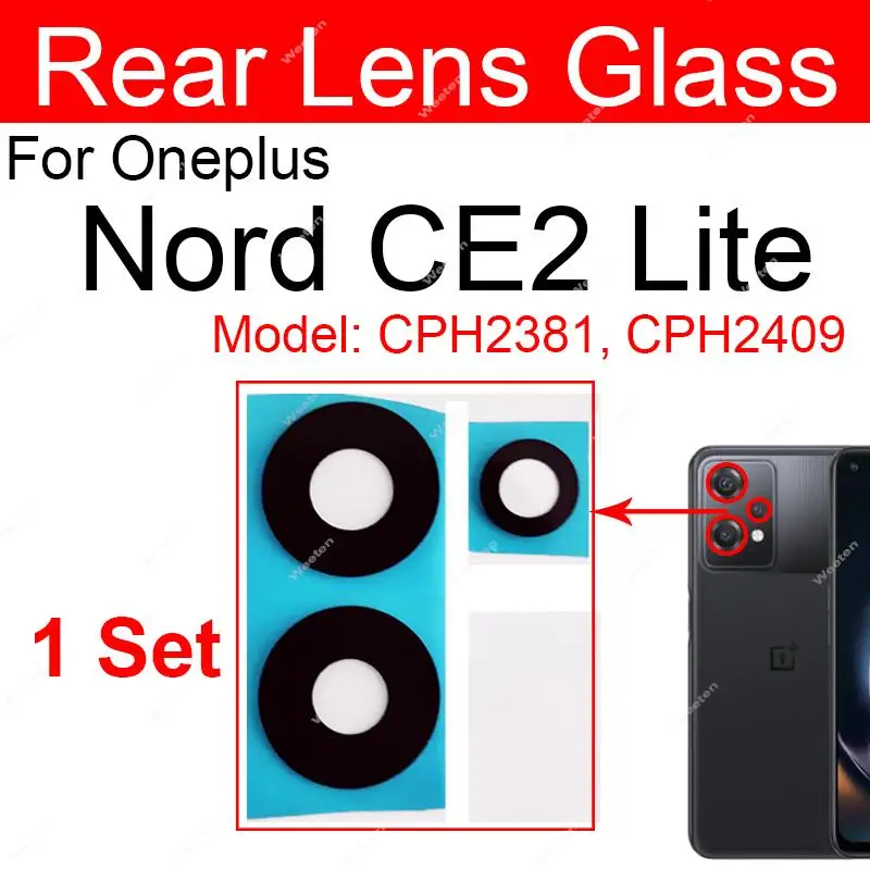For Oneplus 1+ Nord CE2 Lite CE2Lite 5G Back Camera Lens Cover Rear Lens Glass with Frame Holder with Sticker
