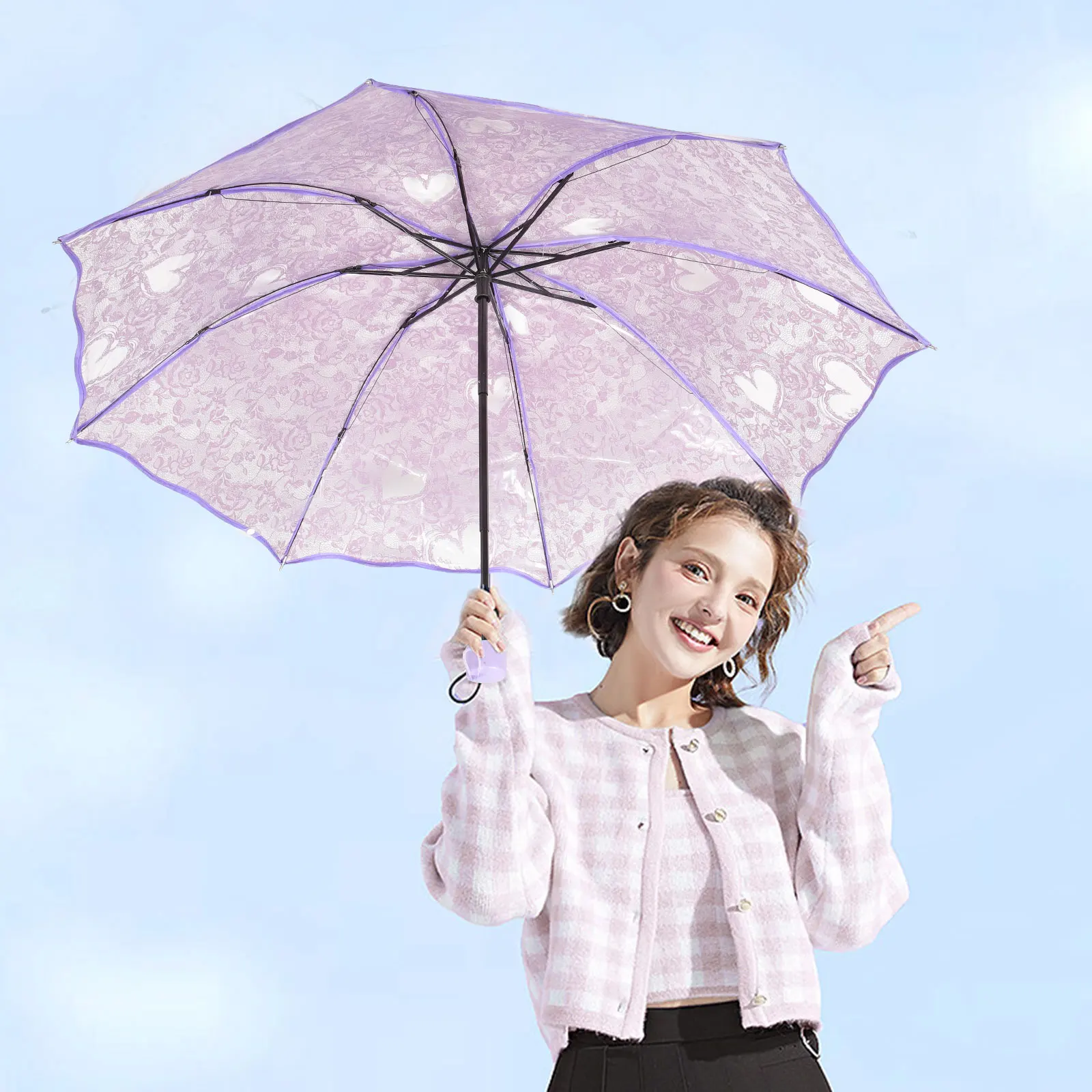 

Foldable Bridal Umbrella Purple Parasol for Wedding Decorative Party Umbrella Folding Umbrellas Tea Party Bride