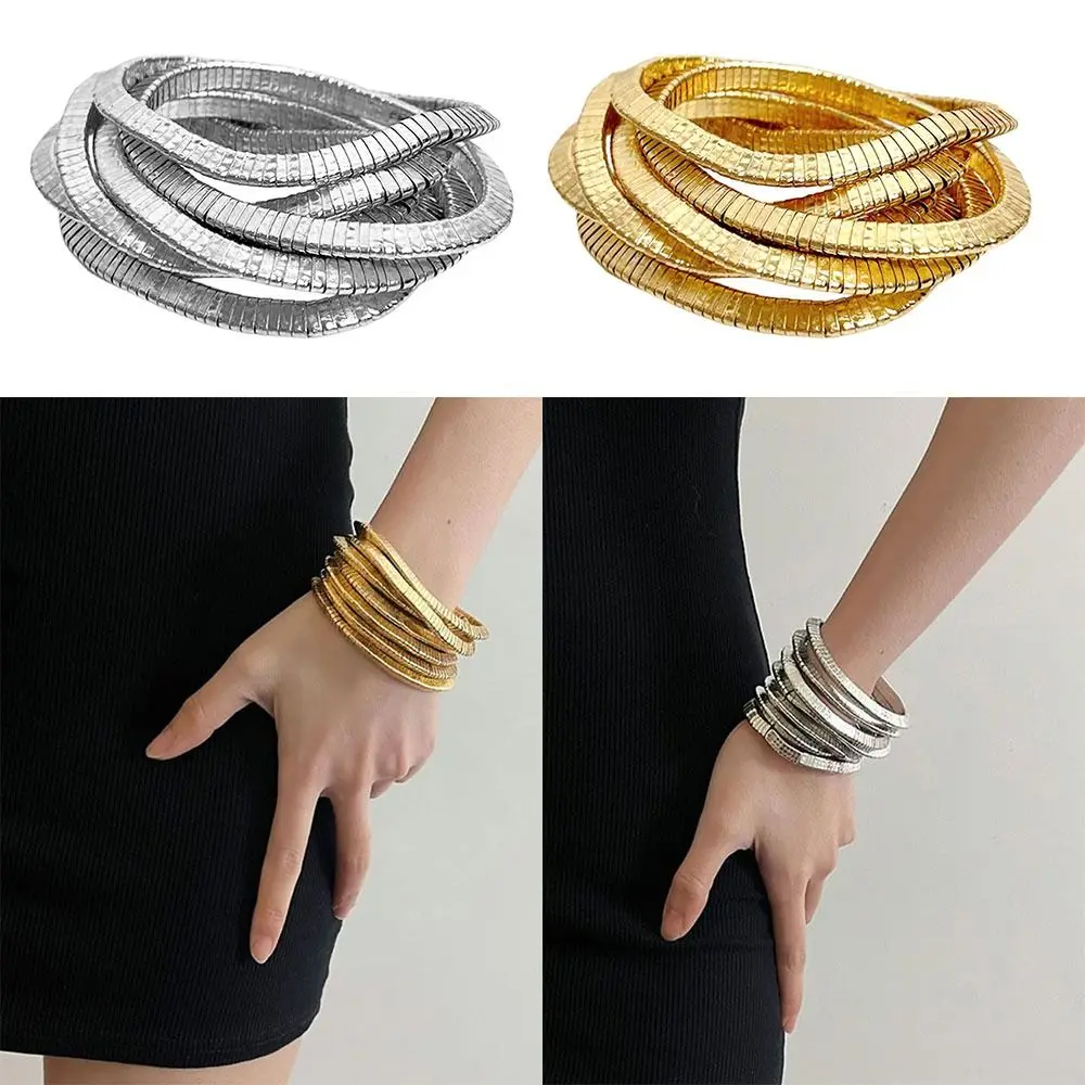 

Alloy Bendable Bracelet Gold Color Silver Color Flexible Bangle Punk Twistable Multi-layer Bracelet Jewelry Accessories