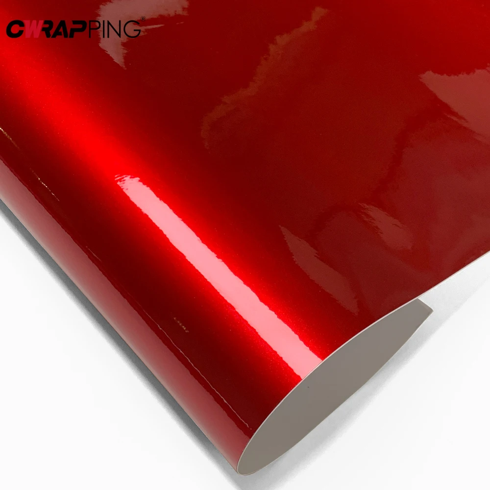 Glossy Red Vinyl Wrap Car Stickers Bubble Free Auto Wrapping Film Color Change Vinyl Decals Car Color Change Films Accessories