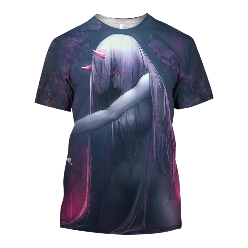 Anime Darling In The Franxx Sexy Girl 3D Print T-shirts Men Woman Casual Streetwear Harajuku Fashion Oversized Unisex Clothing