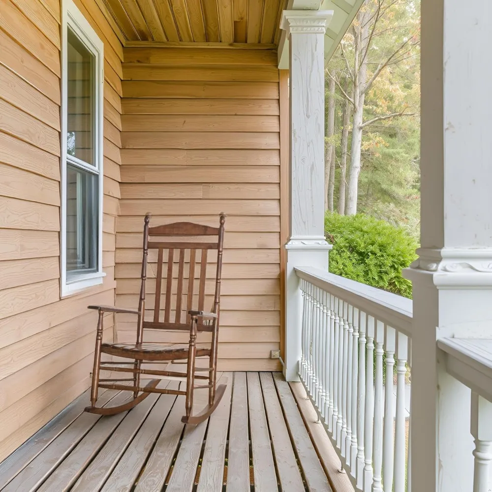 Cadeira de balanço de madeira para adultos conjunto de móveis de 2 cadeiras de balanço externas para varanda pátio lounge varanda interna e externa, marrom