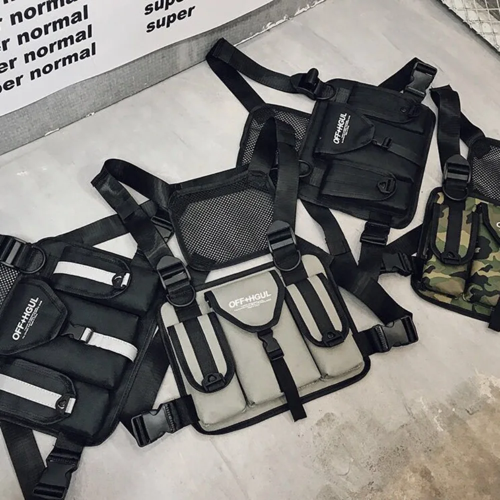 New Nylon Cool Backpack 4 Colors Adjustable Vest Bag Reflective Design Wear-resistant Chest Pack Men/women