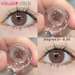 VisualClick 1Pair Myopia Lenses Colored Contact Lenses for Eyes Lenses With Diopters Prescription Fashion Lens Brown Eyes Lens