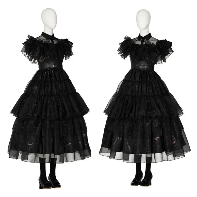 

Black Wednesday Cosplay Long Dress Costume Gothic Ball Party Costumes Custom Size ty'4
