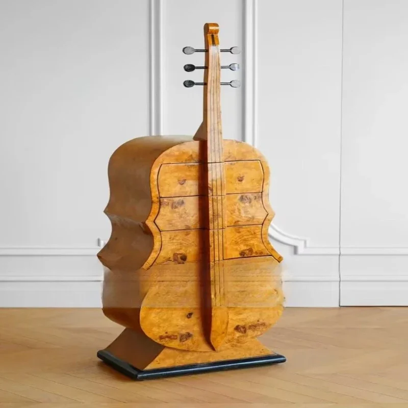

Medieval solid wood pattern cello chest designer, art decoration cabinet home storage