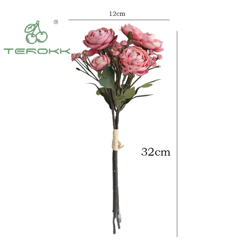 

3 Bunches Of Small Camellia Flowers Wedding Scene Living Room Decoration Floral Ornaments Props Accessories Fake Flowers