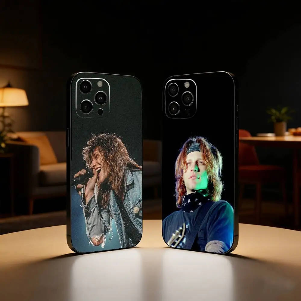 

Bon J-Jovi Band Phone Case For iPhone17,16,15,14,13,12 Plus,Max Soft Silicone Black Cover
