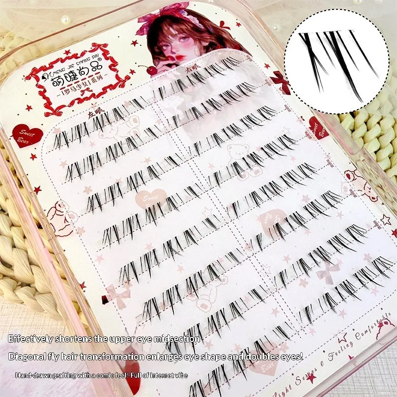 Manga Style Glueless False Eyelashes for Lower Lashes - Natural Voluminous Eyelashes, Clear Invisible Band, Easy to Apply