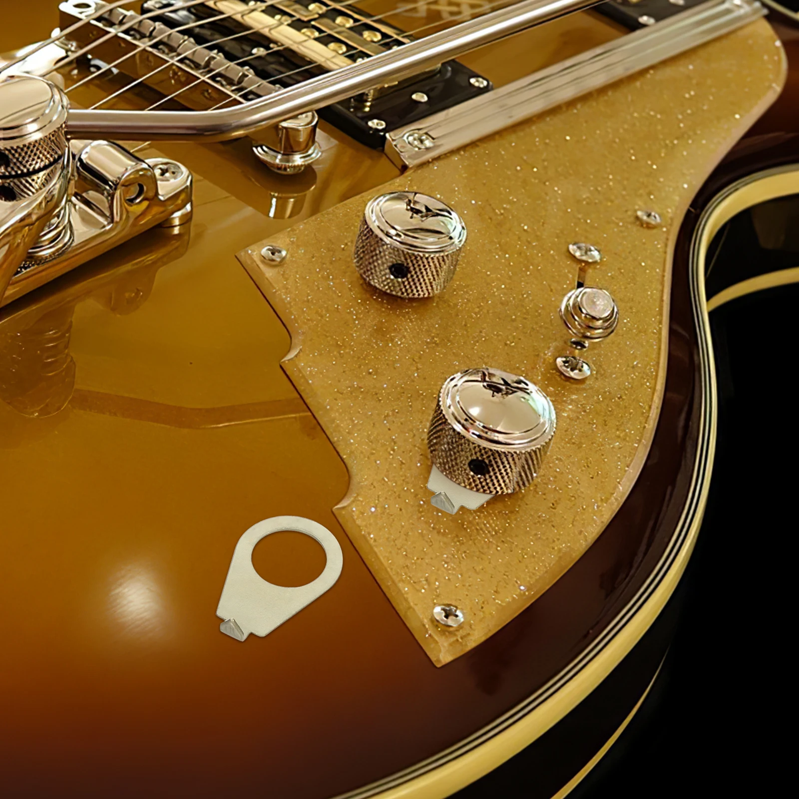 

2pcs Guitar Knob Pointer Plate 9.7Mm Diameter Gold Electric Guitar Position Indicator Durable Metal Accessory For Stage