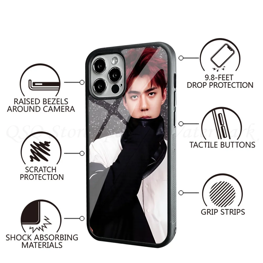 Funda de teléfono Kpop SE HUN E-EXO, carcasa de TPU con espejo, para IPhone 15, 14, 13 Pro Max, 11, 12 Mini, Alex