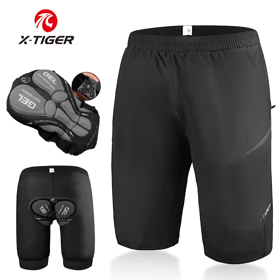 X-TIGER Men\'s Cycling Shorts 5D Gel Pad Shockproof MTB Road Bike Shorts Breathable Sports Shorts Mountain Cycling Clothing