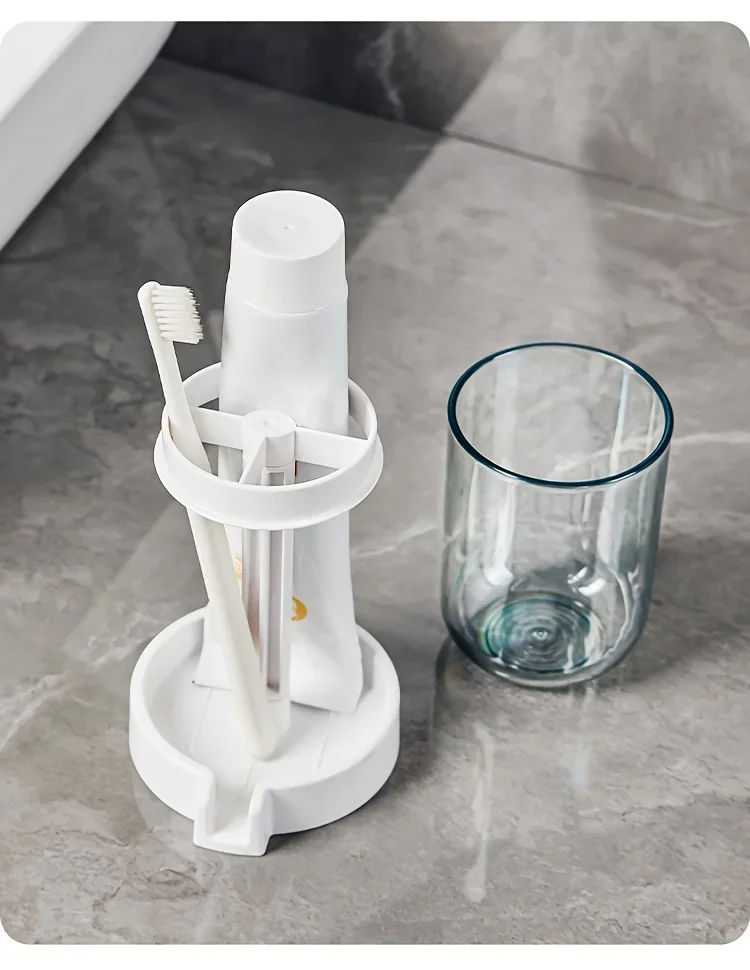 Toothbrush Holder with Dust Cover, Drainage Design, Plastic Multifunctional Bathroom Toothbrush and Cup Organizer