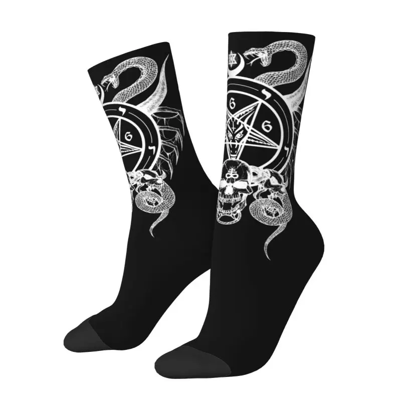 Sigil Of Baphomet Dress Socks for Men Women Warm Funny Novelty Demon Satan Pentagram Crew Socks