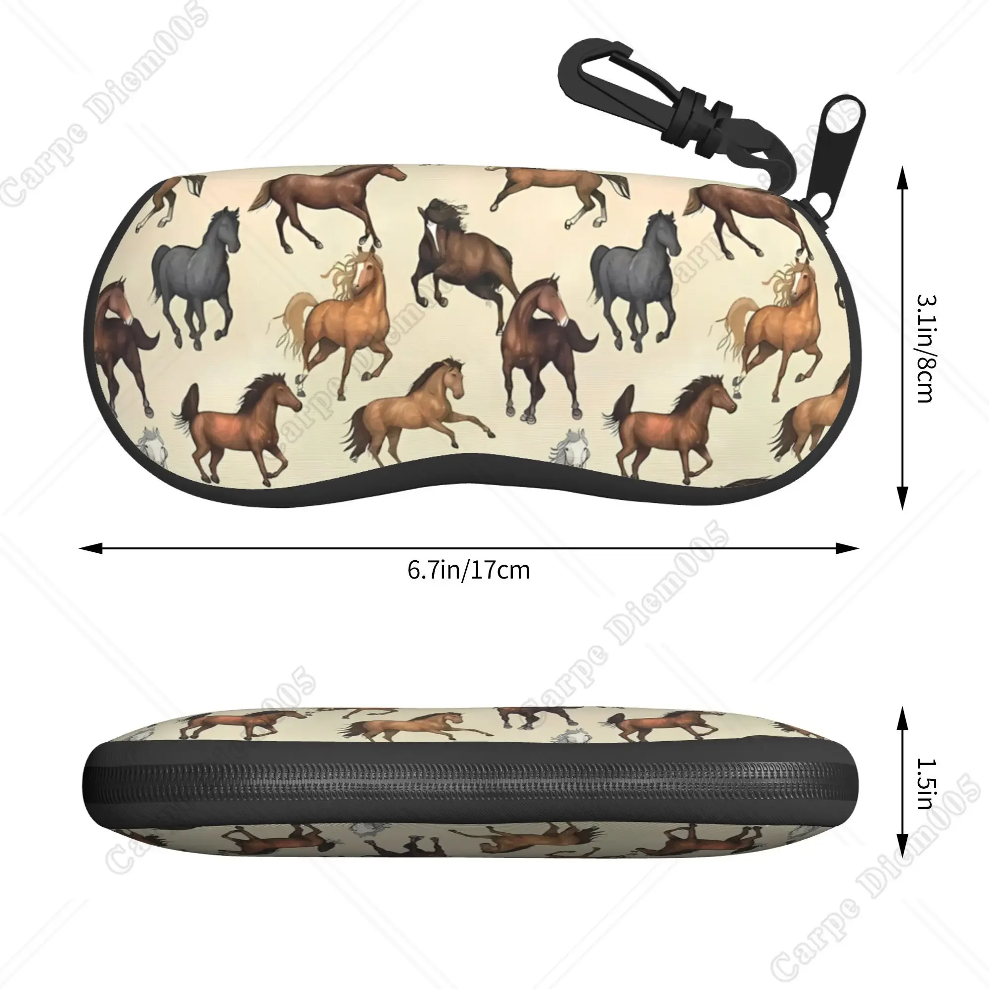 Horse Running Animal Sunglasses Cases Glasses Box Soft Portable Glasses Bag for Women Men Outdoor Travel Eyewear Accessories