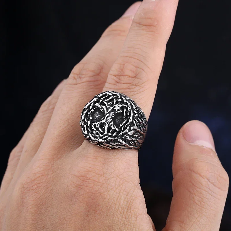 Northern Europe Dropshipping 2024 New Arrive 316L Stainless Steel High Polished Tree Ring Fashion Viking Jewelry For Teens Gift