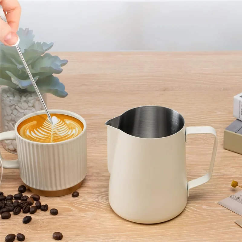 A93E-إبريق تبخير الإسبريسو من الفولاذ المقاوم للصدأ مثالي لزبد الحليب 350/600 مل لإبريق الحليب - مثالي للحليب والكريمة والماء والي #4