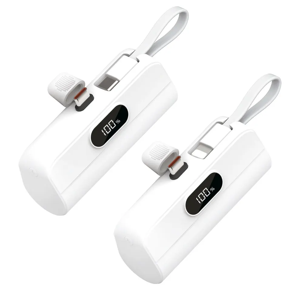 5000mAh 2포트 일체형 미니 보조배터리(8핀/C타입)