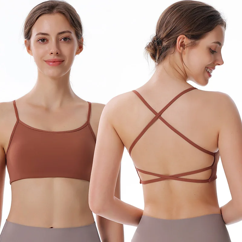 Women's Cross Back Yoga Sports Bra with Bare Feeling, Seamless and Breathable for Fitness and Running