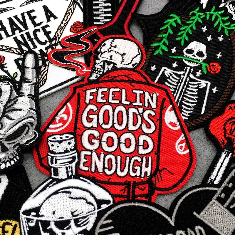 25PCS/Lot Embroidery Patches Punk Clothes Stickers DIY Iron on Patches for Clothing Appliques Jacket Jeans Stripes